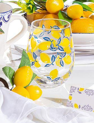 Sorrento Lemons Stemless Wine Glass