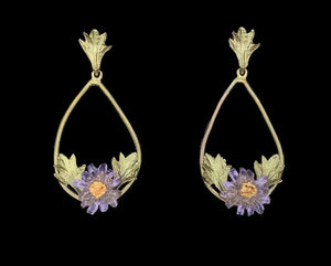 hand crafted purple aster flower earrings, unqieu and beautiful