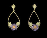 hand crafted purple aster flower earrings, unqieu and beautiful