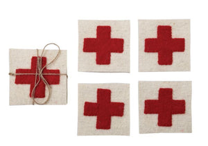 Swiss Cross Wool Felt Coasters