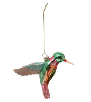 hand painted glass hummingbird christmas tree ornament, holiday decor