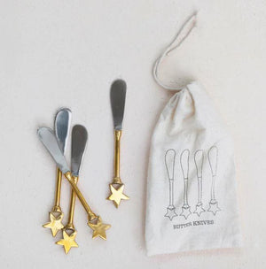 golden stars canape knives, holiday kitchen decor, christmas kitchen decor