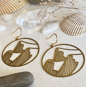 jewelers brass mountain hoop earrings, great jewlery souvenir, hypoallergenic