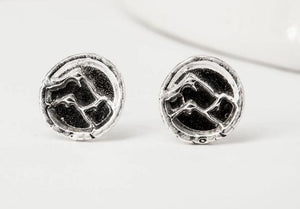 sterling silver mountain stud earrings, handmade in Calgary, Canada, mountain range souvenir earrings
