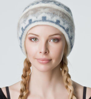 100% pure new super soft Icelandic sheep’s wool. Pattern colors: grey, beige and white. Nice to wear it at work or as a sportswear, fleece lined to keep your head warm and cozy. Traditional Icelandic design.Made in Canada