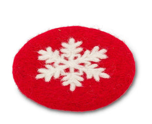 Red Felt Snowflake Coaster