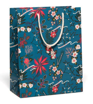 Blue Poinsetta Gift Bag