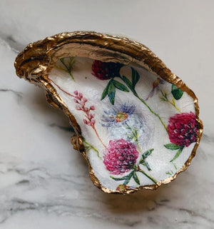 Red Clover Clam Shell Trinket Dish