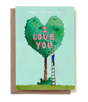 I Love You Gardener Card, The front of this greeting card reads "Happy Valentine's Day, I Love You' The inside is blank for your message