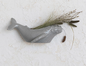 Whale Wall Planter is made of 100% stoneware, use as a planter or a vase, hang on the wall or let the whale sit on the desktop decor.