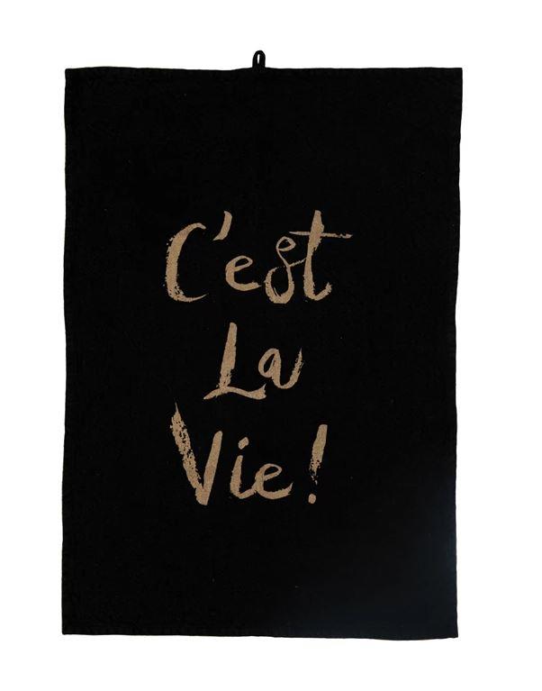 C'est La Vie! Tea Towel, C'est La Vie! add this gold foil tea towel to your kitchen.
