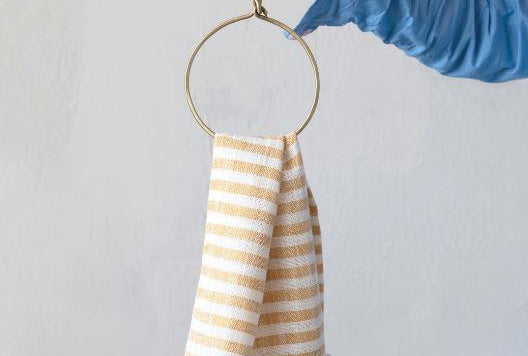 Brass Hanging Hook, Keep yourself organized and show off your tea towels, scarfs, or hand towels with this Golden Brass Hook 