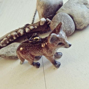 porcelain fox cub necklace