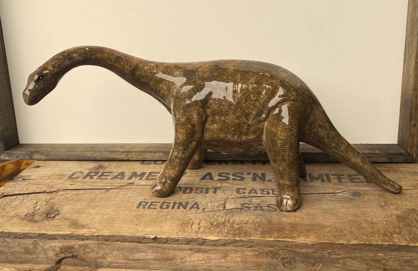 hand painted brontosaurus dinosaur coin bank or home decor piece