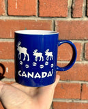 Blue Canada mug souvenir with moose