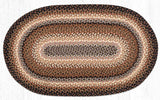 Black, Tan & Terracotta Oval Braided Rug