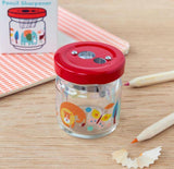 Wild Wonders Pencil Sharpener, keep those pencils and crayons sharp with this fun animal glass jar sharpener. Great for a child or even an adult who has a whimiscal sense of the world The glass jar sharpener features brightly colored safari type animals.